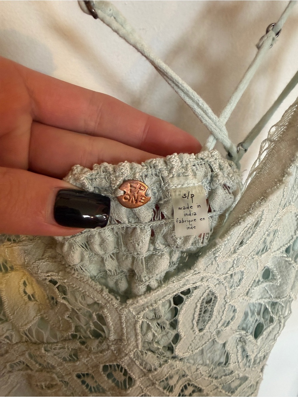 Free People Pale Blue Lace-Trim Mini Slip Dress - Picture 5 of 6